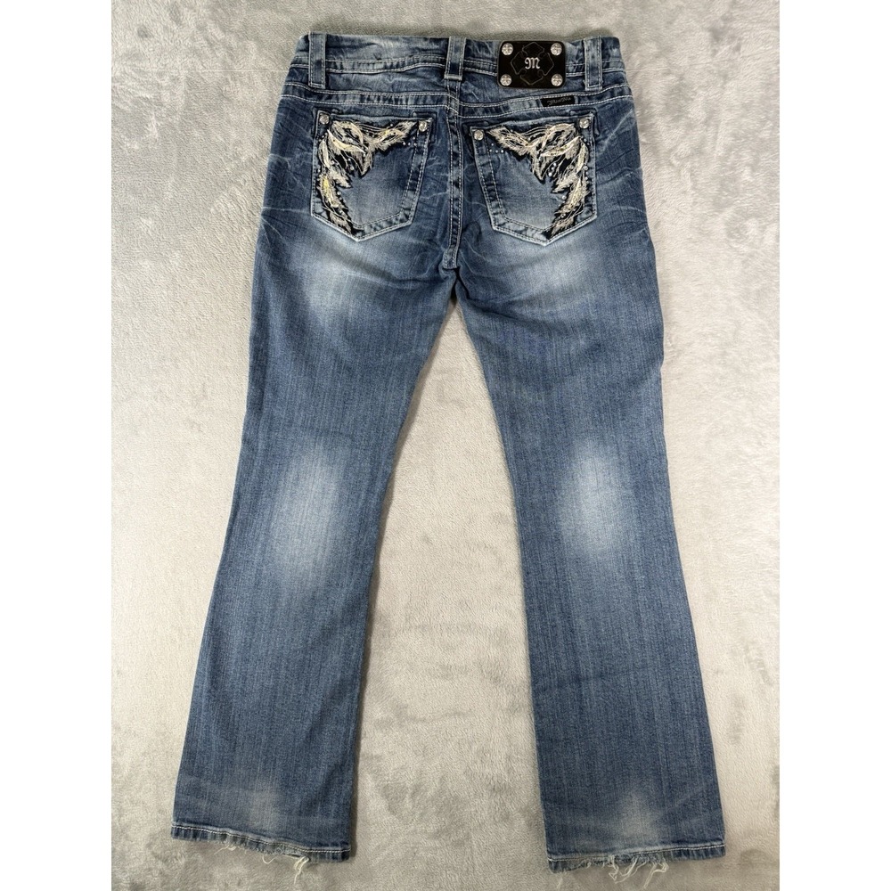 Miss Me Easy Boot Jeans Womens 28 Embellished Wings Design On Pockets